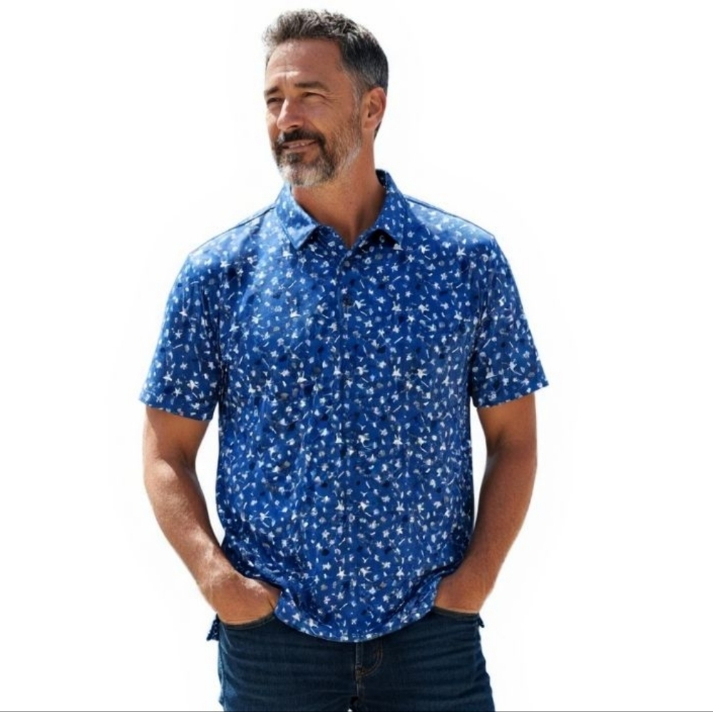 1764 Golf | Blue Golf BBQ Grilling Allover Print Polo